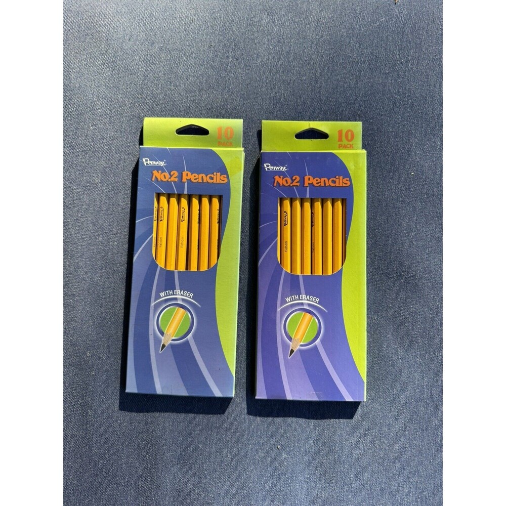 TWO‎ PACKS -PENWAY No. 2 Lead Pencils with Eraser Wood Barrel 596103 Pack of 10